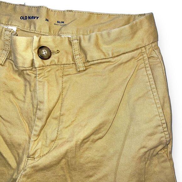 Old Navy Mens Khaki Chino Shorts Slim Fit Built In Flex Tan Size 28 - Picture 3 of 9